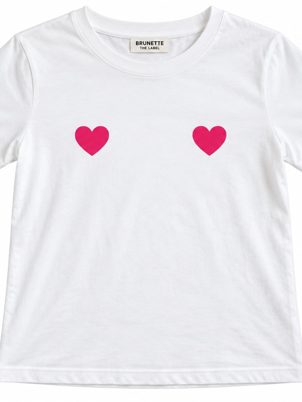 Brunette the label White Tee with Pink Hearts
